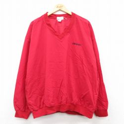 XL★古着 IZOD 長袖 ナイロン ジャケット メンズ 90年代 90s Vネック 赤 レッド 25mar11 中古 アウター ウインドブレーカー