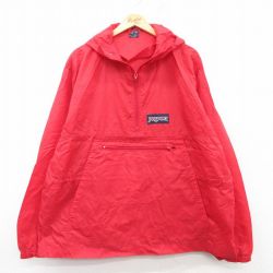 XL★古着 ジャンスポーツ 長袖 ハーフジップ ナイロン ジャケット アノラック パーカー メンズ 90年代 90s 赤 レッド 25mar11 中古 アウター ウインドブレーカー