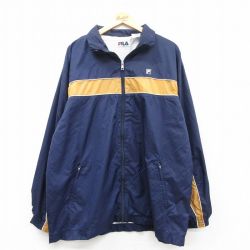 【50%OFF】XL★古着 フィラ FILA 長袖 ナイロン ジャケット メンズ 90年代 90s 濃紺 ネイビー 内側メッシュ 25mar14 中古 アウター ウインドブレーカー