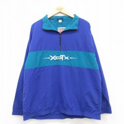 【50%OFF】XL★古着 長袖 ハーフジップ ナイロン ジャケット メンズ 90年代 90s XOTX 紫 パープル 25mar14 中古 アウター ウインドブレーカー