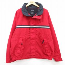 【20%OFF】XL★古着 ノーティカ NAUTICA 長袖 ブランド ナイロン ジャケット メンズ ラグラン 赤 レッド 内側メッシュ 25mar24 中古 アウター ウインドブレーカー