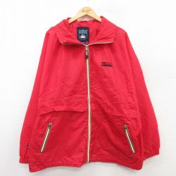 XL★古着 長袖 ナイロン ジャケット メンズ 大きいサイズ 赤 レッド 25mar24 中古 アウター ウインドブレーカー