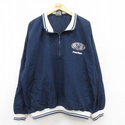 【50%OFF】XL★古着 長袖 ハーフジップ ナイロン ジャケット メンズ 00年代 00s ペンシルベニア 大きいサイズ 紺 ネイビー 25mar24 中古 アウター ウインドブレーカー