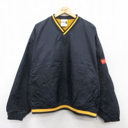 XL★古着 長袖 ナイロン ジャケット メンズ ウェルスファーゴ 大きいサイズ Vネック 黒他 ブラック 内側メッシュ 【spe】 25mar25 中古 アウター ウインドブレーカー
