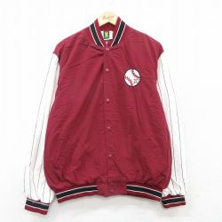 XL★古着 長袖 ナイロン ジャケット メンズ 90年代 90s ブロンコス 刺繍 USA製 エンジ他 25mar25 中古 アウター ウインドブレーカー