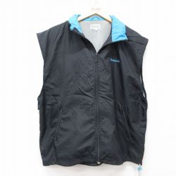 L★古着 リーボック REEBOK ナイロン ベスト メンズ 00年代 00s ワンポイントロゴ 黒 ブラック 内側メッシュ 25mar27 中古 アウター ウインドブレーカー