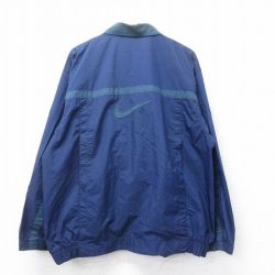 XL★古着 ナイキ NIKE 長袖 ナイロン ジャケット メンズ 00年代 00s ビッグロゴ 刺繍 ツートンカラー 紺他 ネイビー 【spe】 25apr12 中古 アウター ウインドブレーカー