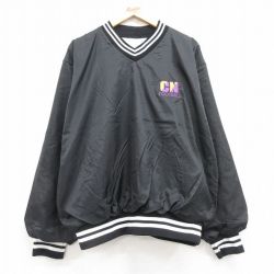 XL★古着 長袖 ナイロン ジャケット メンズ 90年代 90s フットボール Vネック USA製 黒他 ブラック 25apr12 中古 アウター ウインドブレーカー