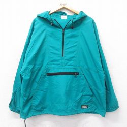 XL★古着 エルエルビーン LLBEAN 長袖 ナイロン ジャケット アノラック パーカー メンズ 90年代 90s ワンポイントロゴ 青緑 【spe】 25aug04 中古 アウター ウインドブレーカー