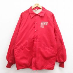 XL★古着 長袖 ナイロン ジャケット メンズ 80年代 80s SOO ラグラン USA製 赤 レッド 内側ボア 25aug30 中古 アウター ウインドブレーカー
