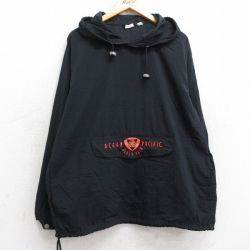 L★古着 オーシャンパシフィック OP 長袖 ナイロン ジャケット アノラック パーカー メンズ 90年代 90s ビッグロゴ 黒 ブラック 【spe】 25sep04 中古 アウター ウインドブレーカー