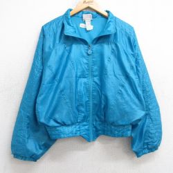 S★古着 アディダス adidas 長袖 ナイロン ジャケット メンズ 90年代 90s ワンポイントロゴ リーフ トレフォイル 水色 【spe】 25sep04 中古 アウター ウインドブレーカー