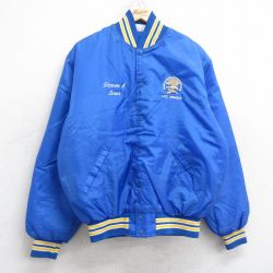【20%OFF】L★古着 長袖 ナイロン ジャケット メンズ 90年代 90s 鳥 ハンティング USA製 青 ブルー 内側キルティング 25sep05 中古 アウター ウインドブレーカー