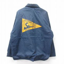 XL★古着 長袖 ナイロン ジャケット メンズ 90年代 90s YACHT CLUB ラグラン USA製 紺 ネイビー 内側ボア 25sep16 中古 アウター ウインドブレーカー