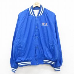 XL★古着 長袖 ナイロン ジャケット メンズ 90年代 90s SJ 大きいサイズ USA製 青 ブルー 25sep20 中古 アウター ウインドブレーカー