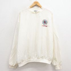 XL★古着 長袖 ナイロン ジャケット メンズ 90年代 90s 魚 大きいサイズ USA製 白 ホワイト 25sep26 中古 アウター ウインドブレーカー