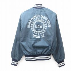 L★古着 長袖 ナイロン ジャケット メンズ 80年代 80s UAW USA製 紺 ネイビー 内側キルティング 25sep26 中古 アウター ウインドブレーカー