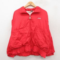 XL★古着 エレッセ 長袖 ナイロン ジャケット メンズ 90年代 90s ワンポイントロゴ 赤 レッド 25sep27 中古 アウター ウインドブレーカー