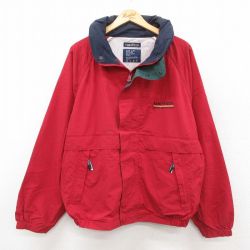XL★古着 ノーティカ NAUTICA 長袖 ブランド ナイロン ジャケット メンズ 90年代 90s ワンポイントロゴ ラグラン 大きいサイズ 赤 レッド 内側メッシュ 25sep27 中古 アウター ウインドブレーカー