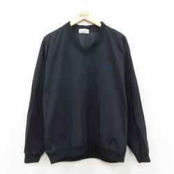 L★古着 IZOD 長袖 ナイロン ジャケット メンズ 90年代 90s Vネック 黒 ブラック 25sep29 中古 アウター ウインドブレーカー