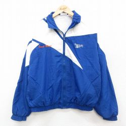 S★古着 リーボック REEBOK 長袖 ナイロン ジャケット メンズ 90年代 90s ワンポイントロゴ PARKVIEW 青他 ブルー 25sep29 中古 アウター ウインドブレーカー
