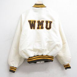 XL★古着 長袖 ナイロン ジャケット メンズ 80年代 80s WHU ラグラン USA製 白 ホワイト 内側キルティング 25sep30 中古 アウター ウインドブレーカー