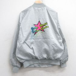 L★古着 長袖 ナイロン ジャケット メンズ 80年代 80s 星 ダンス ラグラン USA製 グレー 25sep30 中古 アウター ウインドブレーカー