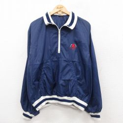 XL★古着 長袖 ハーフジップ ナイロン ジャケット メンズ 80年代 80s AFCWEST リップストップ 紺 ネイビー 25oct01 中古 アウター ウインドブレーカー