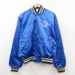 L★古着 長袖 ナイロン ジャケット メンズ 80年代 80s ボウリング USA製 青 ブルー 25oct01 中古 アウター ウインドブレーカー