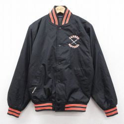 M★古着 ホロウェイ 長袖 ナイロン ジャケット スタジャン メンズ 90年代 90s LARNED ソフトボール 黒 ブラック 内側キルティング 25oct01 中古 アウター ウインドブレーカー