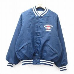 XL★古着 キングルイ 長袖 ナイロン ジャケット メンズ 90年代 90s MISSOURI ラグラン USA製 濃紺 ネイビー 内側キルティング 25oct03 中古 アウター ウインドブレーカー