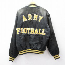 XL★古着 スイングスター 長袖 ナイロン ジャケット メンズ 90年代 90s ミリタリー アーミー ARMY フットボール 刺繍 USA製 黒 ブラック 内側キルティング 25oct03 中古 アウター ウインドブレーカー
