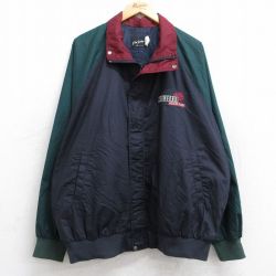【20%OFF】XL★古着 長袖 ナイロン ジャケット メンズ 90年代 90s CRAWFORD ラグラン マルチカラー 大きいサイズ USA製 濃紺他 ネイビー 【spe】 25oct03 中古 アウター ウインドブレーカー