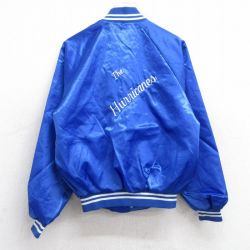 M★古着 長袖 ナイロン ジャケット メンズ 80年代 80s Hurricanes 刺繍 ラグラン USA製 青 ブルー 25oct03 中古 アウター ウインドブレーカー