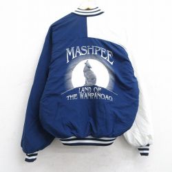 XL★古着 Dunbrooke 長袖 ナイロン ジャケット メンズ 90年代 90s オオカミ マッシュピー ツートンカラー ラグラン USA製 紺他 ネイビー 内側キルティング 【spe】 25oct03 中古 アウター ウインドブレーカー