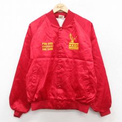 XL★古着 長袖 ナイロン ジャケット メンズ 90年代 90s 鳥 ABC USA製 赤 レッド 25oct07 中古 アウター ウインドブレーカー