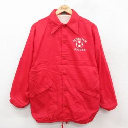 M★古着 ヒルトン 長袖 ナイロン ジャケット メンズ 90年代 90s サッカー USA製 赤 レッド 25oct07 中古 アウター ウインドブレーカー