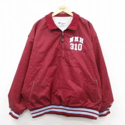 XL★古着 長袖 ハーフジップ ナイロン ジャケット メンズ 90年代 90s NMH 大きいサイズ USA製 エンジ他 25oct07 中古 アウター ウインドブレーカー