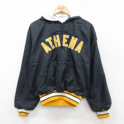 M★古着 デロング 長袖 ハーフジップ ナイロン ジャケット メンズ 80年代 80s ATHENA USA製 タロン 黒他 ブラック 25oct07 中古 アウター ウインドブレーカー