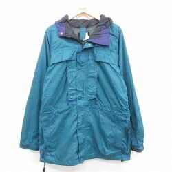 L★古着 アールイーアイ REI 長袖 ナイロン ジャケット パーカー メンズ 90年代 90s ロング丈 青緑系 内側メッシュ 【spe】 25oct08 中古 アウター ウインドブレーカー
