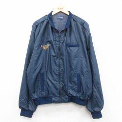 XL★古着 ホロウェイ 長袖 ナイロン ジャケット メンズ 90年代 90s LUBRIZOL 大きいサイズ USA製 紺 ネイビー 25oct08 中古 アウター ウインドブレーカー
