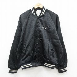 XL★古着 長袖 ナイロン ジャケット メンズ 90年代 90s ソフトボール USA製 黒 ブラック 25oct09 中古 アウター ウインドブレーカー