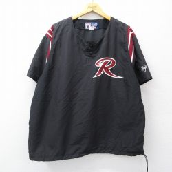 XL★古着 半袖 ナイロン ジャケット メンズ 90年代 90s R 大きいサイズ ヘンリーネック USA製 黒他 ブラック 25oct11 中古 アウター ウインドブレーカー