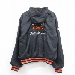 XL★古着 ホロウェイ 長袖 ハーフジップ ナイロン ジャケット パーカー メンズ 90年代 90s ホッケー 刺繍 USA製 黒 ブラック 【spe】 25oct16 中古 アウター ウインドブレーカー
