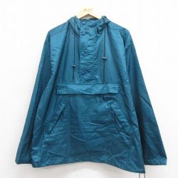 L★古着 エディーバウアー 長袖 ハーフジップ ナイロン ジャケット アノラック パーカー メンズ 90年代 90s リップストップ 濃青緑 25oct16 中古 アウター ウインドブレーカー