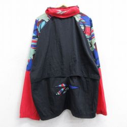 XL★古着 リーボック REEBOK 長袖 ハーフジップ ナイロン ジャケット メンズ 90年代 90s ビッグロゴ ラグラン 大きいサイズ 黒他 ブラック 内側メッシュ 25oct20 中古 アウター ウインドブレーカー