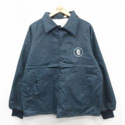 L★古着 長袖 ナイロン ジャケット メンズ 90年代 90s こびと ラグラン USA製 紺 ネイビー 内側ボア 25oct20 中古 アウター ウインドブレーカー