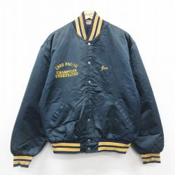 XL★古着 長袖 ナイロン ジャケット メンズ 90年代 90s スプリングフォード フットボール USA製 紺 ネイビー 内側キルティング 【spe】 25oct20 中古 アウター ウインドブレーカー