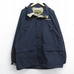 XL★古着 ティンバーランド 長袖 ナイロン ジャケット パーカー メンズ 00年代 00s ワンポイントロゴ 大きいサイズ 黒 ブラック 【spe】 25oct24 中古 アウター ウインドブレーカー