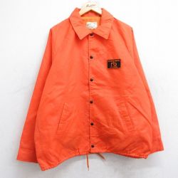 【20%OFF】L★古着 長袖 ナイロン ジャケット メンズ 80年代 80s ワッペン ラグラン カナダ製 オレンジ 25oct24 中古 アウター ウインドブレーカー